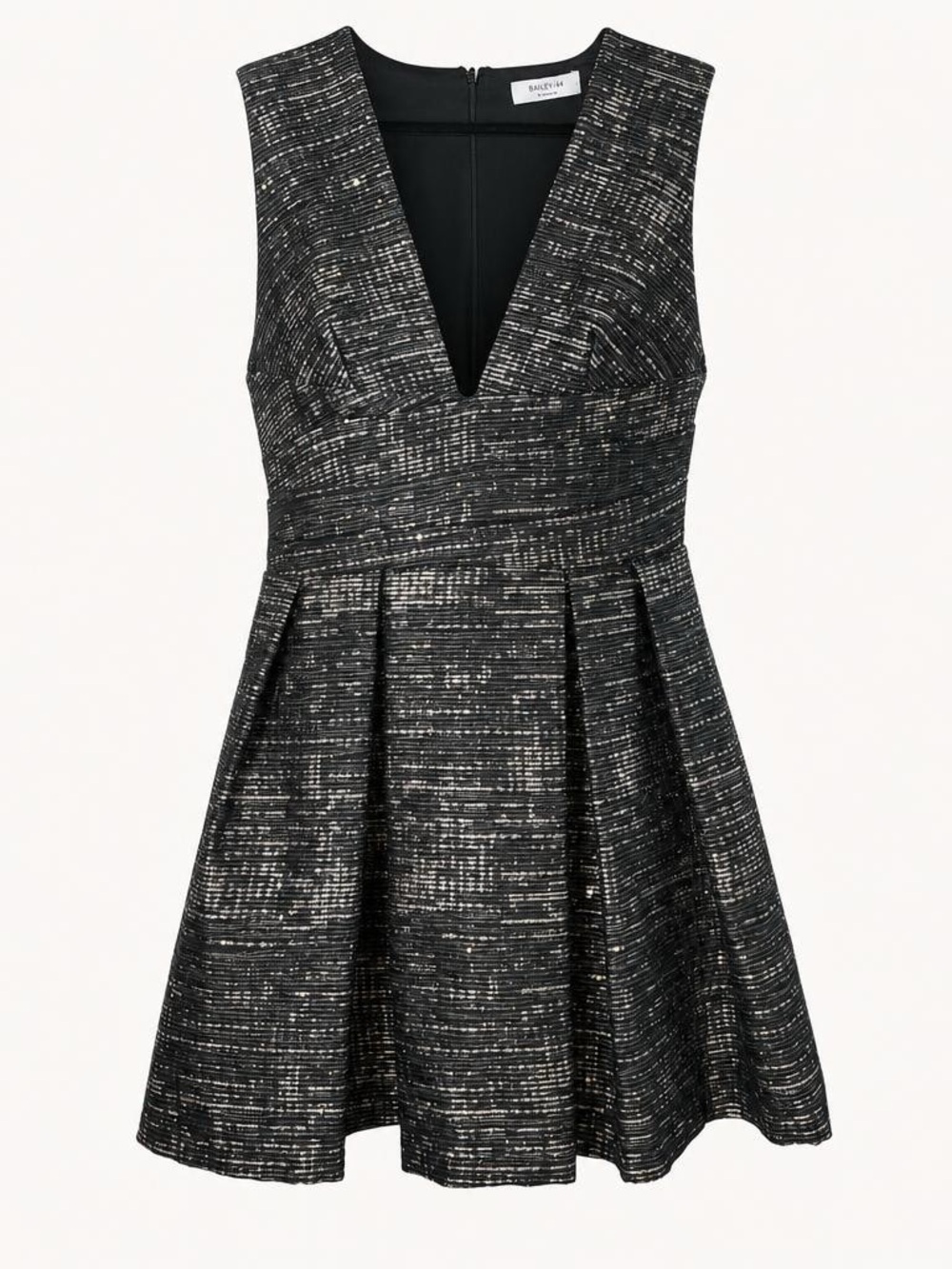 Bailey 44 Black Metallic Sleeveless Pleated Cocktail Dress Size 12